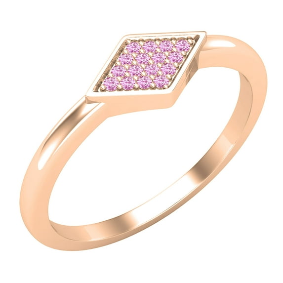 Dazzlingrock Collection Round Pink Sapphire Rhombus Stackable Wedding Band for Women (Color Pink, Clarity Highly Included) in 10K Rose Gold, Size 6