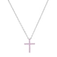 thumbnail image 1 of Dazzlingrock Collection Round Pink Sapphire Simple Religious Cross Pendant for Women with 18 Inch Gold Chain (Color Pink, Clarity Highly Included) in 10K White Gold, 1 of 1