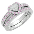 thumbnail image 1 of Dazzlingrock Collection Round Pink Sapphire & White Diamond Heart Bridal Engagement Ring with Band Set for Women in 925 Sterling Silver, Size 9, 1 of 4