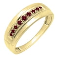 thumbnail image 1 of Dazzlingrock Collection Round Red Diamond Nine Stone Groom Traditional Anniversary Wedding Band for Men (0.23 ctw, Color Red, Clarity I2-I3) in 14K Yellow Gold, Size 7, 1 of 1