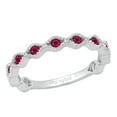 thumbnail image 1 of Dazzlingrock Collection Round Ruby 11 Stone Stackable Wave Band Ring for Women (Color Red, Clarity Highly Included) in 925 Sterling Silver, Size 9, 1 of 4