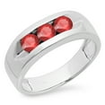 thumbnail image 1 of Dazzlingrock Collection Round Ruby Channel Set 3 Stone Anniversary Wedding Band for Men in 10K White Gold, Size 8.5, 1 of 4