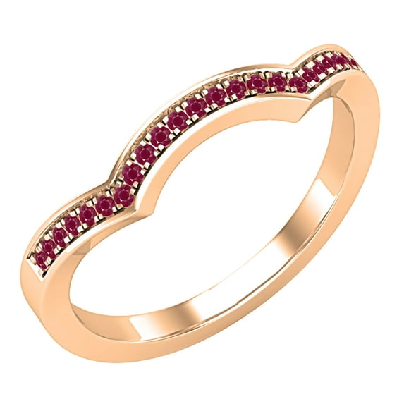 Dazzlingrock Collection Round Ruby Contour Curved Stackable Wedding Band for Women in 14K Rose Gold, Size 8