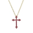 thumbnail image 1 of Dazzlingrock Collection Round Ruby Cross Pendant for Women with 18 Inch Gold Chain (Color Red, Clarity Highly Included) in 14K Yellow Gold, 1 of 4