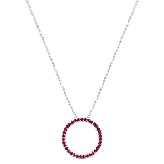 Dazzlingrock Collection Round Ruby Open Eternity Circle of Life Pendant for Women (Color Red, Clarity Highly Included) in 14K White Gold