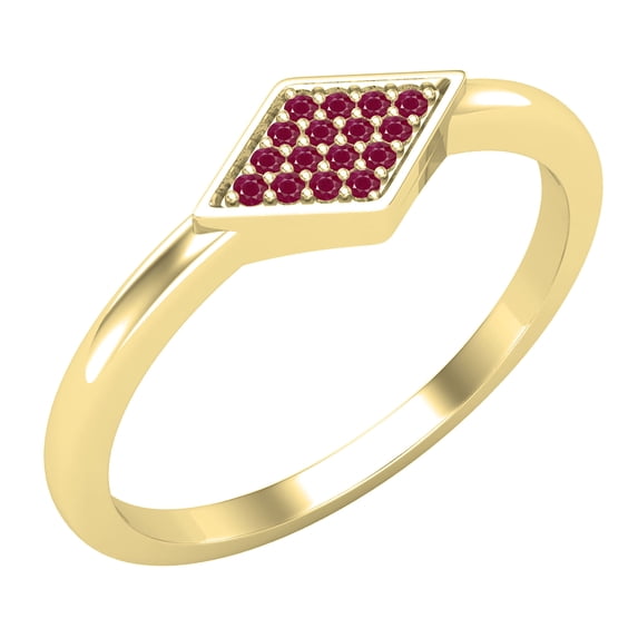 Dazzlingrock Collection Round Ruby Rhombus Stackable Wedding Band for Women (Color Red, Clarity Highly Included) in 10K Yellow Gold, Size 4