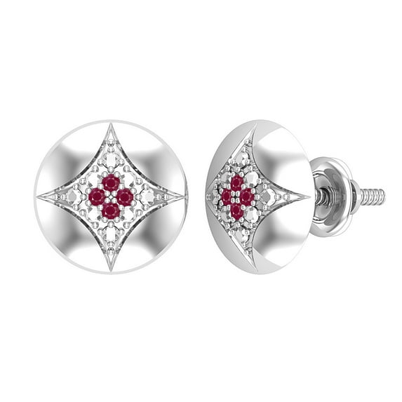 Dazzlingrock Collection Round Ruby Rounded Kite Shape Screwback Stud Earrings for Women (Color Red, Clarity Highly Included) in 925 Sterling Silver