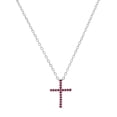 thumbnail image 1 of Dazzlingrock Collection Round Ruby Simple Religious Cross Pendant for Women with 18 Inch Gold Chain (Color Red, Clarity Highly Included) in 14K White Gold, 1 of 1