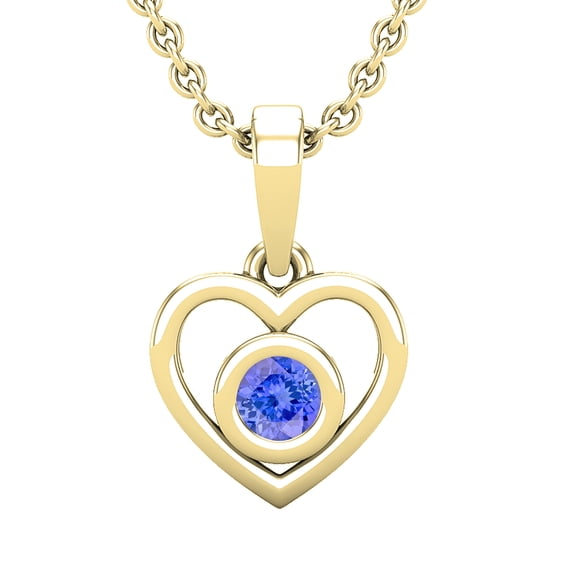 Dazzlingrock Collection Round Tanzanite Solitaire Heart Pendant for Women with 18 Inch Gold Chain in 18K Yellow Gold