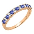 thumbnail image 1 of Dazzlingrock Collection Round Tanzanite & White Diamond Bridal Anniversary Wedding Band for Women (0.12 ctw, Color I-J, Clarity I1-I2) in 14K Rose Gold, Size 5, 1 of 4