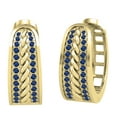 thumbnail image 1 of Dazzlingrock Collection Round Two Lines Blue Sapphire in Between Rope Huggie Hoop Earrings for Women (Color Blue, Clarity Highly Included) in 14K Yellow Gold, 1 of 6