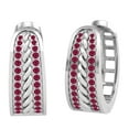 thumbnail image 1 of Dazzlingrock Collection Round Two Lines Ruby in Between Rope Huggie Hoop Earrings for Women (Color Red, Clarity Highly Included) in 925 Sterling Silver, 1 of 6
