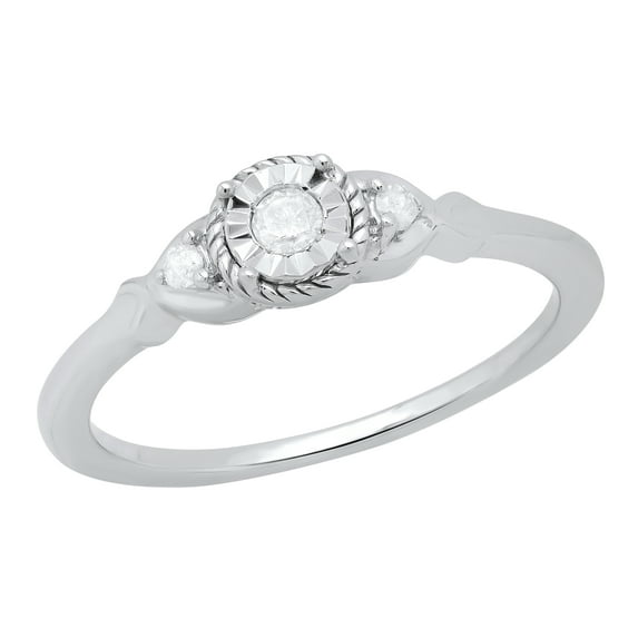 Dazzlingrock Collection Round White Diamond 3 Stone Anniversary Ring for Women (0.10 ctw, Color I-J, Clarity I2-I3) in 925 Sterling Silver, Size 8