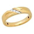 thumbnail image 1 of Dazzlingrock Collection Round White Diamond 3 Stone Brushed Finish Wedding Band for Men (0.06 ctw, Color I-J, Clarity I1-I2) in 18K Yellow Gold, Size 13, 1 of 3