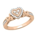 thumbnail image 1 of Dazzlingrock Collection Round White Diamond 3 Stone Framed Heart Ring for Women (0.18 ctw, Color I-J, Clarity I2-I3) in 10K Rose Gold, Size 8, 1 of 5