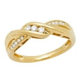 thumbnail image 1 of Dazzlingrock Collection Round White Diamond 3 Stone Twisted Swirl Engagement Ring for Women (0.20 ctw, Color I-J, Clarity I2-I3) in 10K Yellow Gold, Size 7, 1 of 5
