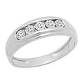 thumbnail image 1 of Dazzlingrock Collection Round White Diamond 5 Stone Illusion Set Ring for Men (0.10 ctw, Color I-J, Clarity I2-I3) in 925 Sterling Silver, Size 10, 1 of 5