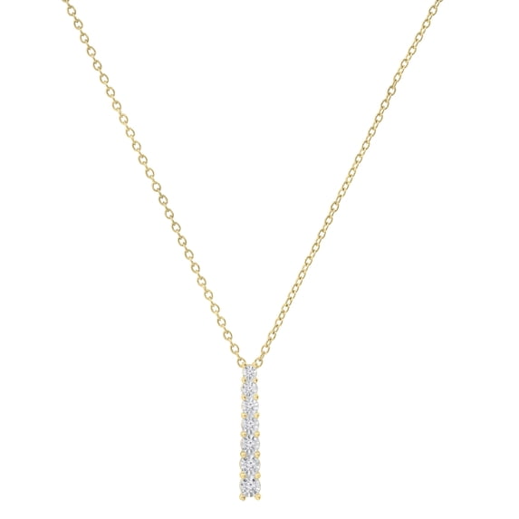 Dazzlingrock Collection Round White Diamond 7 Stone Illusion Set Life Journey Pendant with 18 inch Gold Chain for Women (0.10 ctw, Color I-J, Clarity I1-I2) in 18K Yellow Gold
