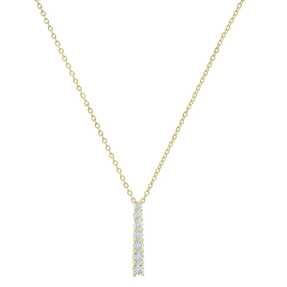 Dazzlingrock Collection Round White Diamond 7 Stone Illusion Set Life Journey Pendant with 18 inch Gold Chain for Women (0.10 ctw, Color I-J, Clarity I2-I3) in 10K Yellow Gold