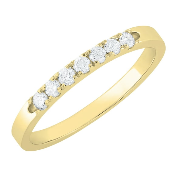 Dazzlingrock Collection Round White Diamond 7 Stone Stackable Wedding Band for Women (0.26 ctw, Color I-J, Clarity I2-I3) in 10K Yellow Gold, Size 8.5