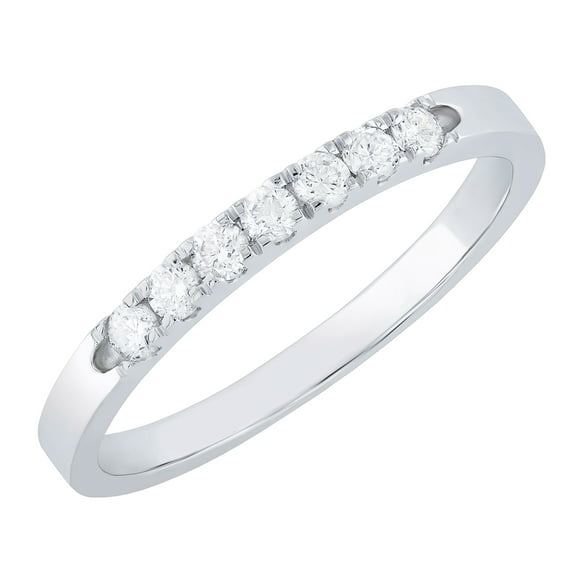 Dazzlingrock Collection Round White Diamond 7 Stone Stackable Wedding Band for Women (0.26 ctw, Color I-J, Clarity I1-I2) in 18K White Gold, Size 10