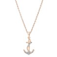 thumbnail image 1 of Dazzlingrock Collection Round White Diamond Alluring Ribbon Anchor Pendant for Women with 18 Inch Gold Chain (0.10 ctw, Color I-J, Clarity I1-I2) in 14K Rose Gold, 1 of 5