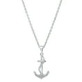 thumbnail image 1 of Dazzlingrock Collection Round White Diamond Alluring Ribbon Anchor Pendant for Women with 18 Inch Silver Chain (0.10 ctw, Color I-J, Clarity I1-I2) in 14K White Gold, 1 of 5
