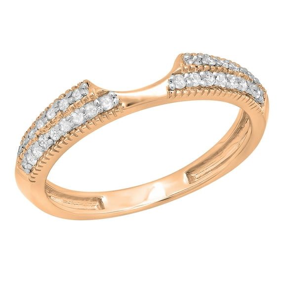 Dazzlingrock Collection Round White Diamond Anniversary Wedding Band Enhancer Guard Ring for Women (0.25 ctw, Color I-J, Clarity I2-I3) in 10K Rose Gold, Size 8