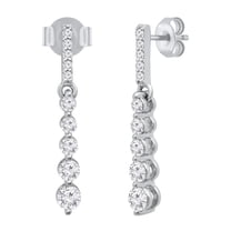 Dazzlingrock Collection Round White Diamond Assending Order Dangling Drop Pushback Earrings for Women (0.56 ctw, Color I-J, Clarity I1-I2) in 14K White Gold