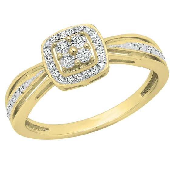 Dazzlingrock Collection Round White Diamond Beaded Engagement Ring for Women (0.12 ctw, Color I-J, Clarity I1-I2) in 18K Yellow Gold, Size 8