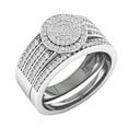 thumbnail image 1 of Dazzlingrock Collection Round White Diamond Bridal Cluster Engagement Ring Set for Women (0.45 ctw, Color I-J, Clarity I1-I2) in 14K White Gold, Size 6, 1 of 5