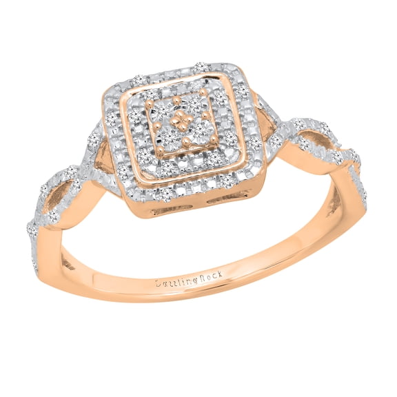Dazzlingrock Collection Round White Diamond Bridal Square Twist Shank Engagement Ring for Women (0.10 ctw, Color I-J, Clarity I1-I2) in 18K Rose Gold, Size 10