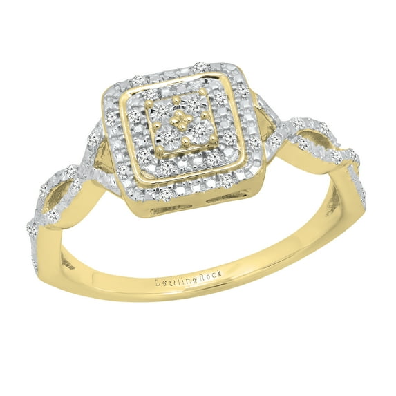Dazzlingrock Collection Round White Diamond Bridal Square Twist Shank Engagement Ring for Women (0.10 ctw, Color I-J, Clarity I2-I3) in 10K Yellow Gold, Size 8.5