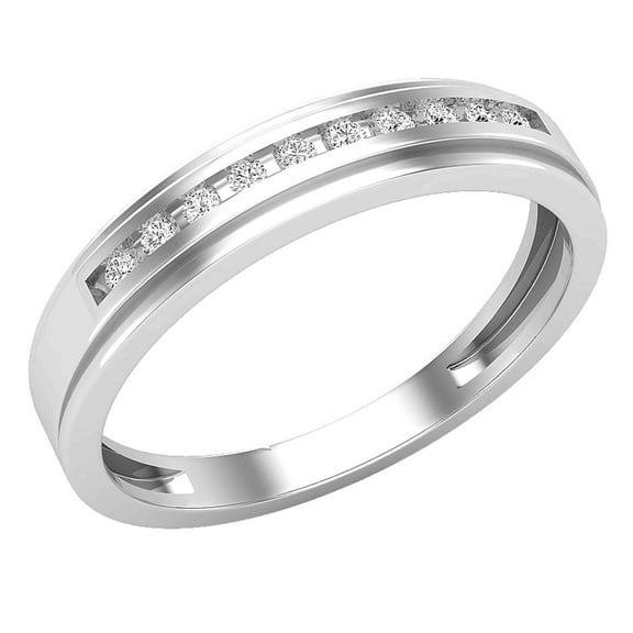 Dazzlingrock Collection Round White Diamond Channel Set Single Row Anniversary Wedding Band for Men (0.12 ctw, Color I-J, Clarity I2-I3) in 925 Sterling Silver, Size 7.5