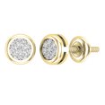 thumbnail image 1 of Dazzlingrock Collection Round White Diamond Cluster Circle Screwback Stud Earrings for Women (0.10 ctw, Color I-J, Clarity I1-I2) in 18K Yellow Gold, 1 of 6