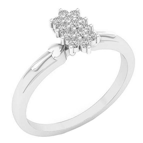Dazzlingrock Collection Round White Diamond Cluster Engagement Promise Ring for Women (0.15 ctw, Color I-J, Clarity I1-I2) in 18K White Gold, Size 8.5