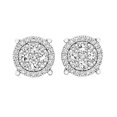 thumbnail image 1 of Dazzlingrock Collection Round White Diamond Cluster Flower Pushback Stud Earrings for Women (0.40 ctw, Color I-J, Clarity I1-I2) in 14K White Gold, 1 of 4