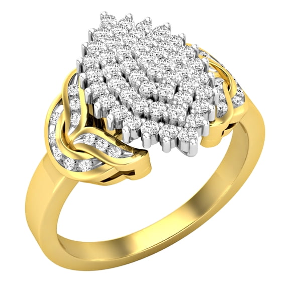 Dazzlingrock Collection Round White Diamond Cluster Right Hand Ring for Women (0.50 ctw, Color I-J, Clarity I1-I2) in 18K Yellow Gold, Size 8.5