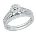 thumbnail image 1 of Dazzlingrock Collection Round White Diamond Cluster Style Engagement Ring Set for Women (0.13 ctw, Color I-J, Clarity I2-I3) in 925 Sterling Silver, Size 7.5, 1 of 6