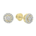 thumbnail image 1 of Dazzlingrock Collection Round White Diamond Cluster Style Screwback Stud Earrings for Women (0.20 ctw, Color I-J, Clarity I1-I2) in 18K Yellow Gold, 1 of 6