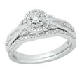thumbnail image 1 of Dazzlingrock Collection Round White Diamond Cluster Style Wedding Ring Set for Women (0.18 ctw, Color I-J, Clarity I2-I3) in 925 Sterling Silver, Size 6.5, 1 of 5