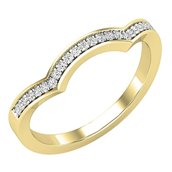 Dazzlingrock Collection Round White Diamond Contour Curved Stackable Wedding Band for Women (0.10 ctw, Color I-J, Clarity I2-I3) in 10K Yellow Gold, Size 6.5