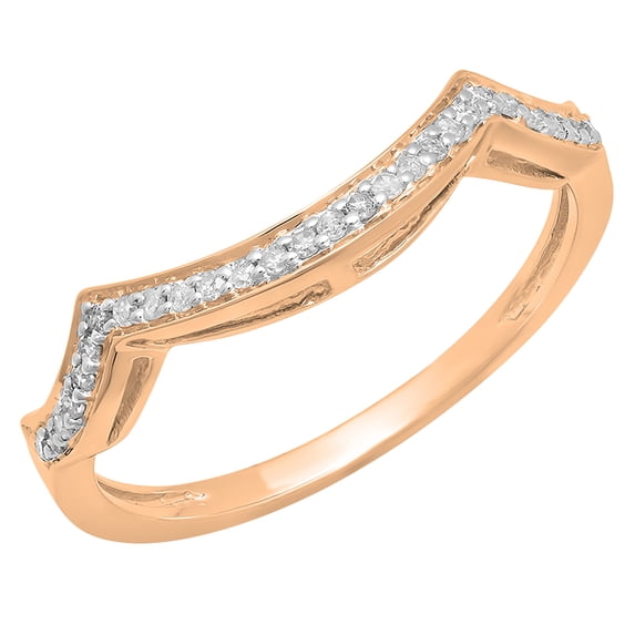 Dazzlingrock Collection Round White Diamond Contour Guard Wedding Band for Women (0.15 ct, Color I-J, Clarity I1-I2) in 14K Rose Gold, Size 5
