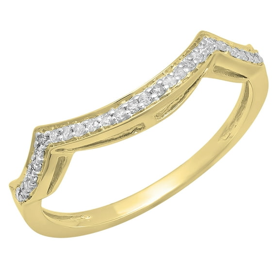 Dazzlingrock Collection Round White Diamond Contour Guard Wedding Band for Women (0.15 ct, Color I-J, Clarity I1-I2) in 14K Yellow Gold, Size 5.5