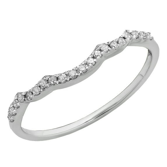 Dazzlingrock Collection Round White Diamond Contour Wedding Band for Women (0.12 ctw, Color I-J, Clarity I1-I2) in 14K White Gold, Size 4.5