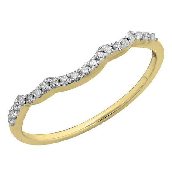 Dazzlingrock Collection Round White Diamond Contour Wedding Band for Women (0.12 ctw, Color I-J, Clarity I1-I2) in 14K Yellow Gold, Size 5.5
