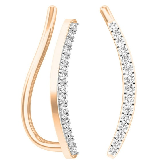 Dazzlingrock Collection Round White Diamond Crawler Climber Earrings For Women (0.10 ct. Color I-J, Clarity I1-I2) in 14K Rose Gold