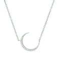 thumbnail image 1 of Dazzlingrock Collection Round White Diamond Crescent Moon Pendant for Women with 18 Inch Silver Chain (0.11 ct. Color I-J, Clarity I1-I2) in 18K White Gold, 1 of 6