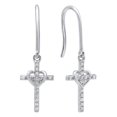 thumbnail image 1 of Dazzlingrock Collection Round White Diamond Cross & Heart Drop Earrings for Women (0.15 ctw, Color I-J, Clarity I1-I2) in 18K White Gold, 1 of 6