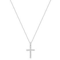 Dazzlingrock Collection Round White Diamond Cross Pendant with 18 Inch Silver Chain for Men (0.30 ctw, Color I-J, Clarity I2-I3) in 10K White Gold